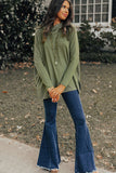 Side Slit High-Low Cowl Neck Long Sleeve Blouse 