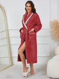 Contrast Trim Tie Waist Lounge Nightgown with Pockets Lingerie & Nightwear