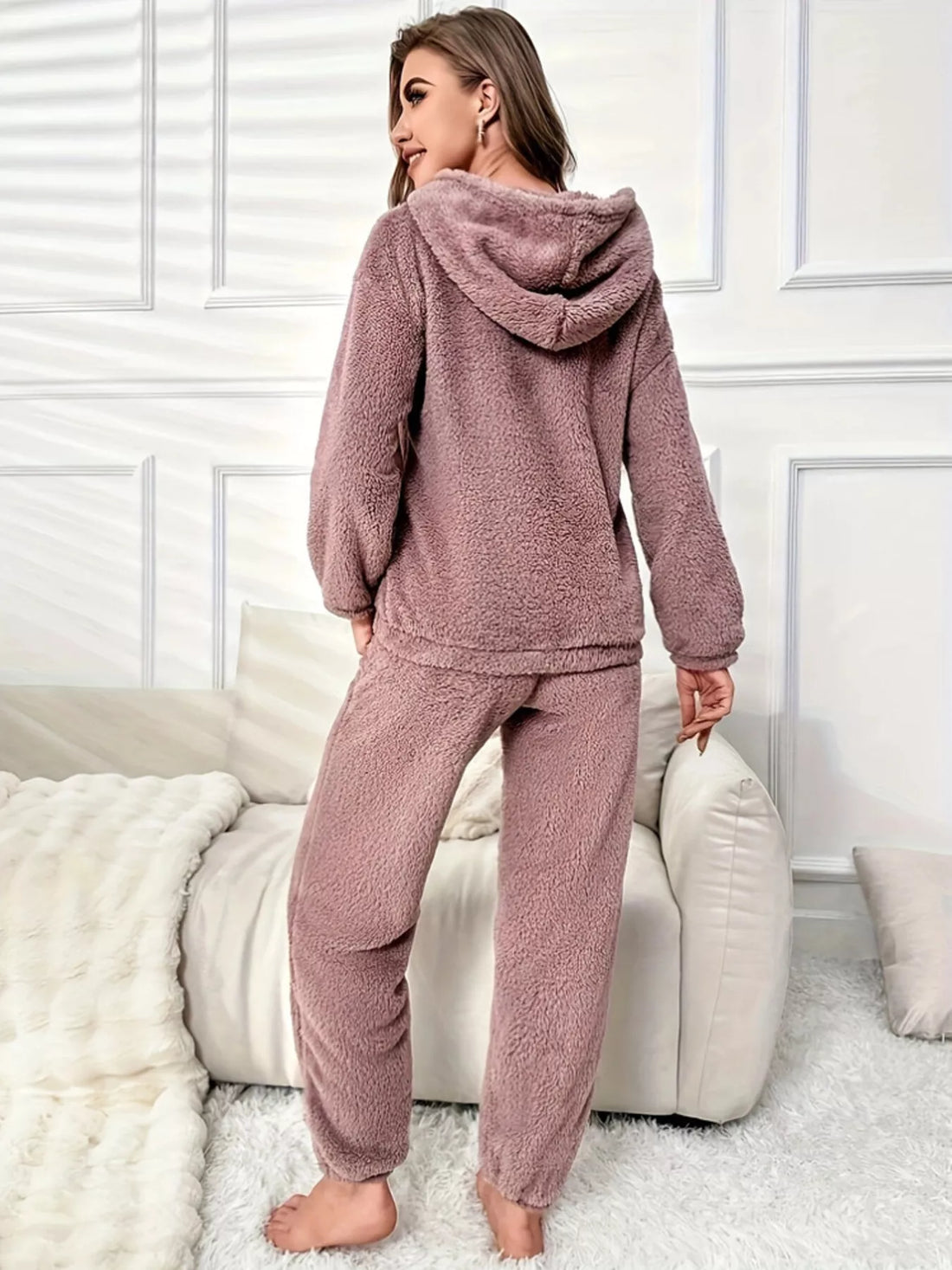 Kangaroo Pocket Long Sleeve Hoodie and Pants Lounge Set Lingerie & Nightwear