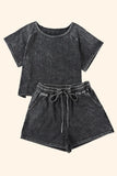 Heathered Round Neck Top and Shorts Lounge Set Lingerie & Nightwear