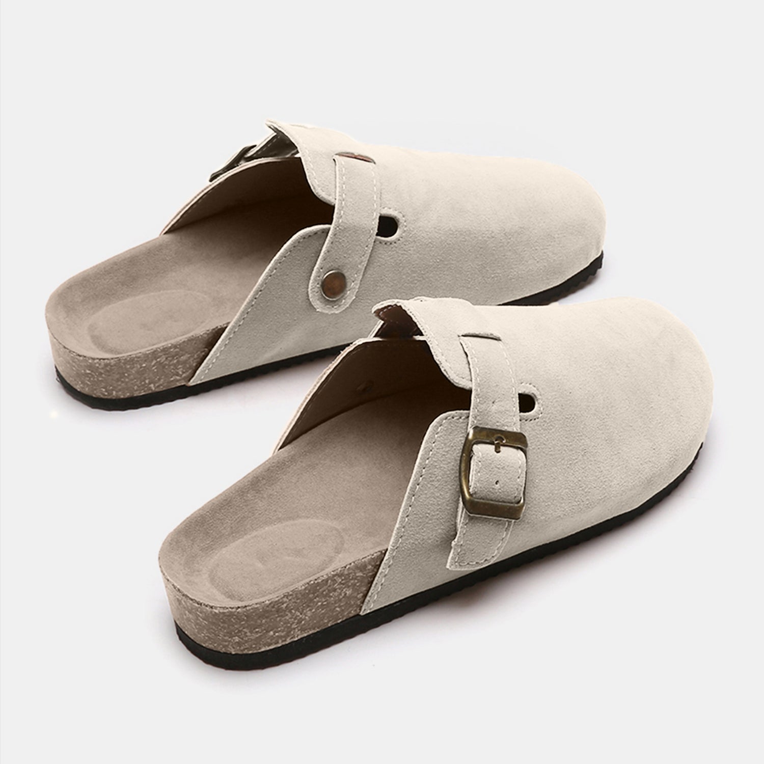 Suede Closed Toe Buckle Slide 