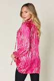 Double Take Full Size Printed Button Up Long Sleeve Shirt 