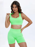 Scoop Neck Wide Strap Top and Shorts Active Set 