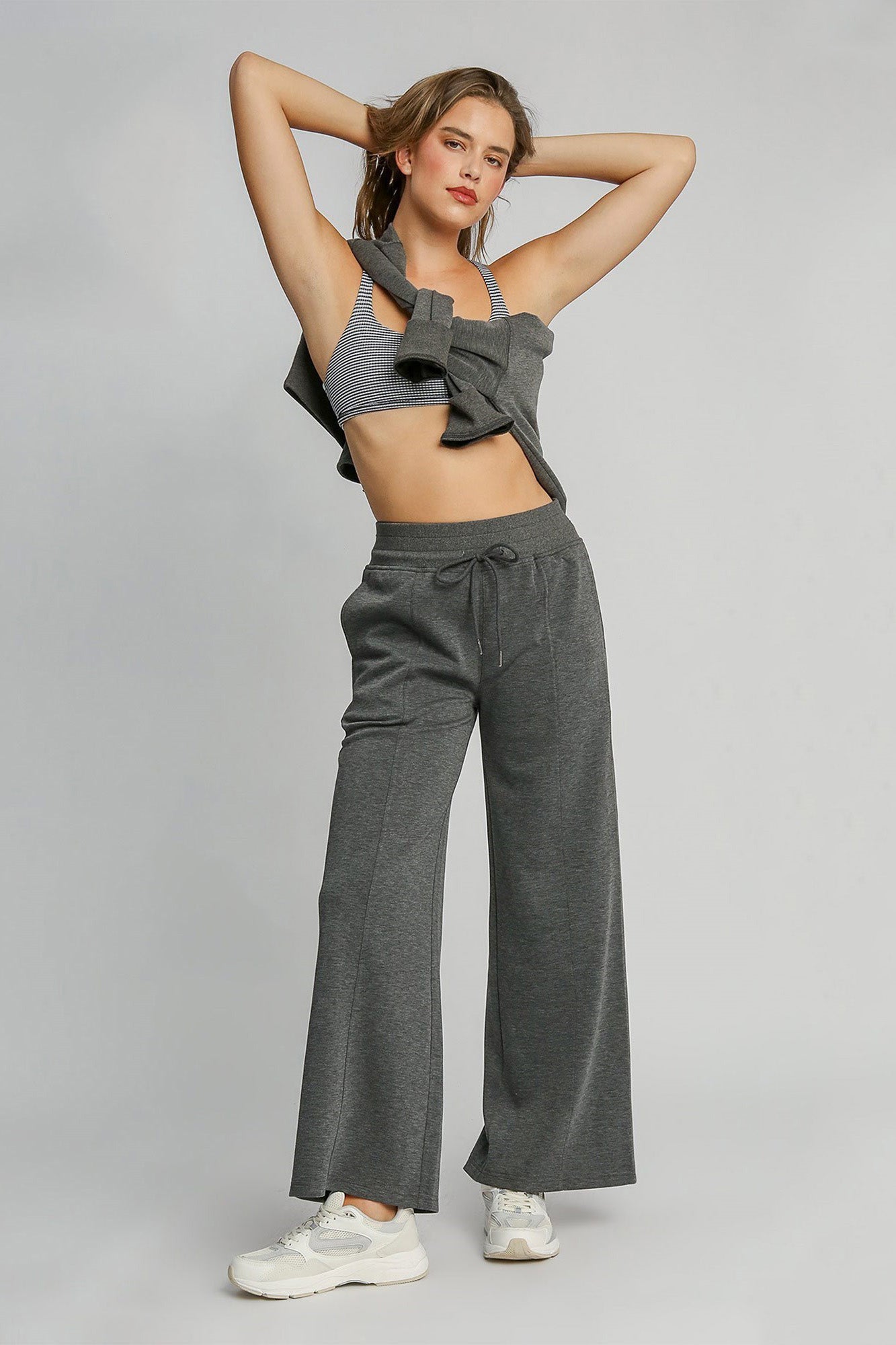 Umgee Full Size Drawstring Wide Leg Pants with Pockets 