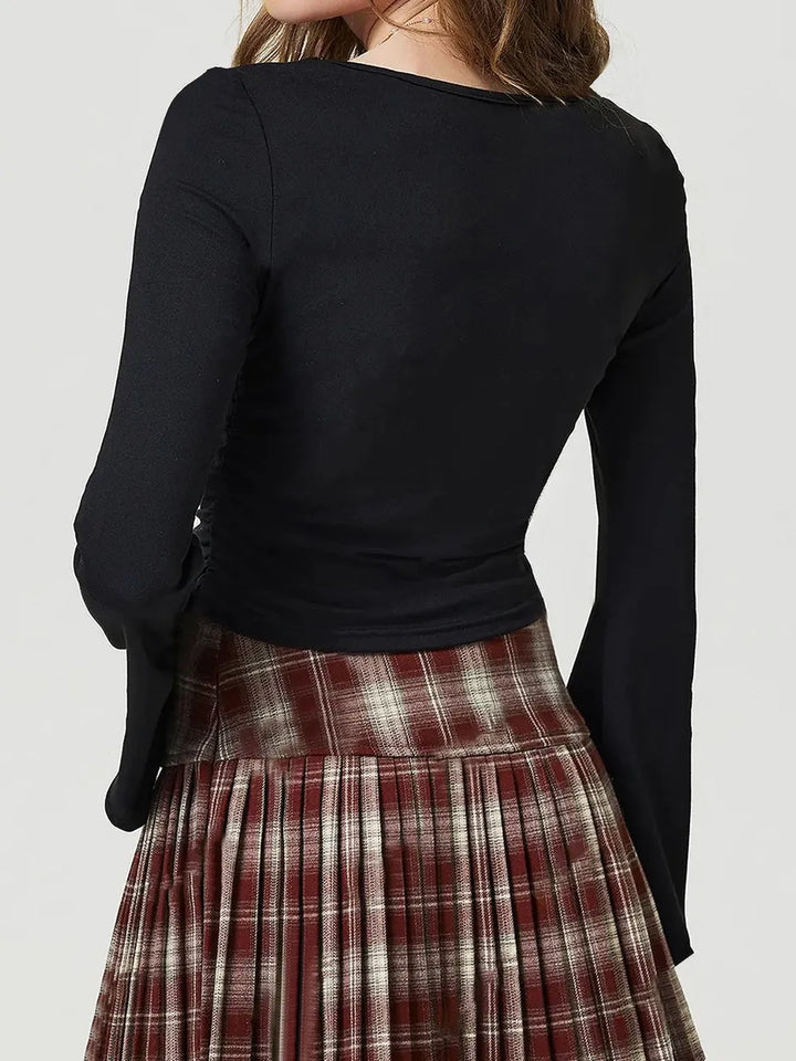 Square Neck Flare Sleeve T-Shirt 