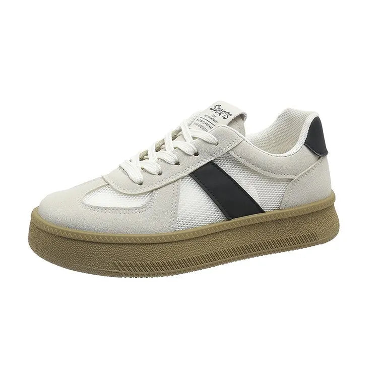 Contrast Breathable Mesh Lace Up Platform Sneakers 