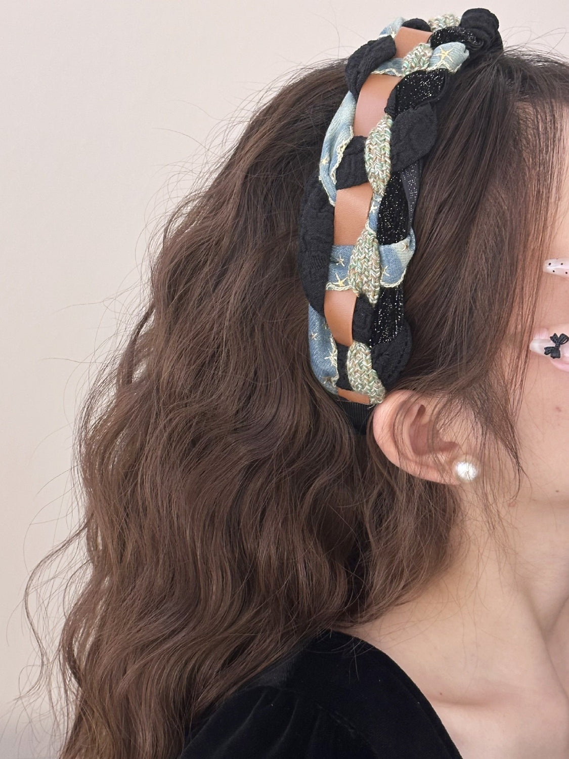 Denim Braided Wide Headband 