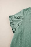 Plus Size Eyelet V-Neck Petal Sleeve Blouse 