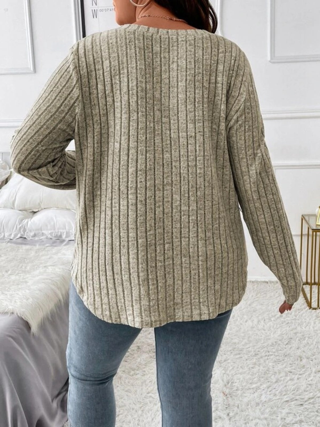 Plus Size V-Neck Long Sleeve T-Shirt 