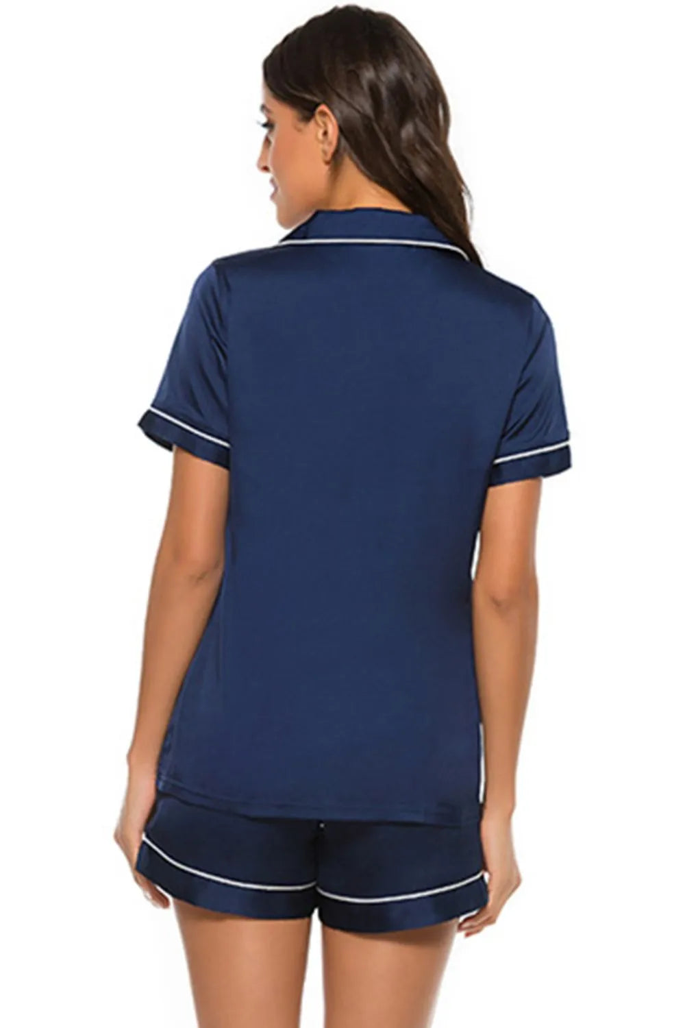 Printed Button Up Short Sleeve Top and Shorts Lounge Set Lingerie & Nightwear