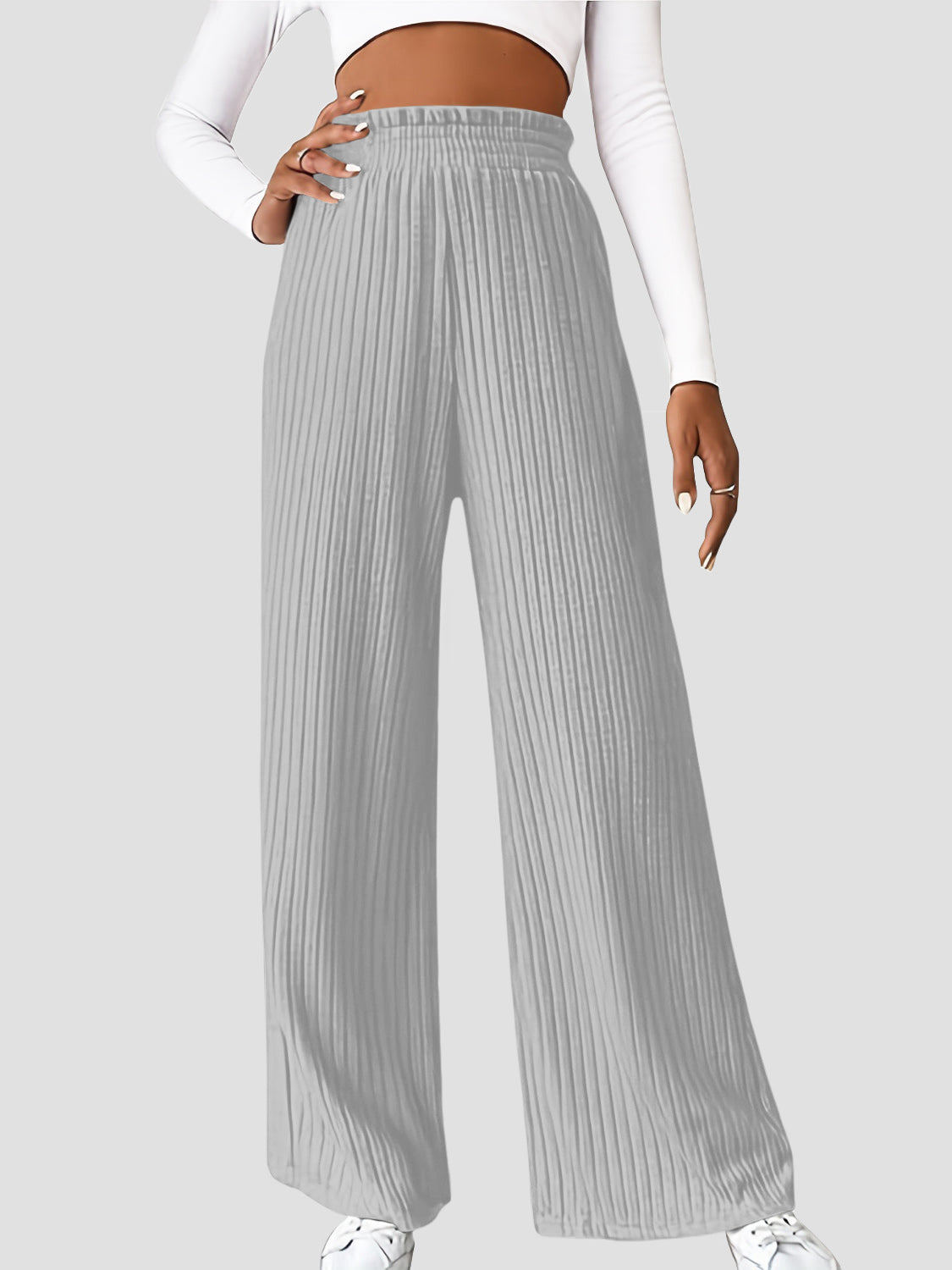 Ribbed High Waist Pants Flares