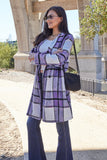 Double Take Full Size Plaid Button Up Lapel Collar Coat 