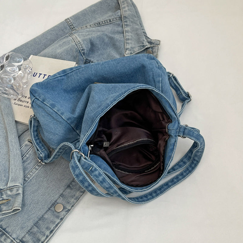 Adjustable Strap Denim Shoulder Bag 