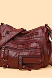Multi-Pocket PU Leather Crossbody Bag 