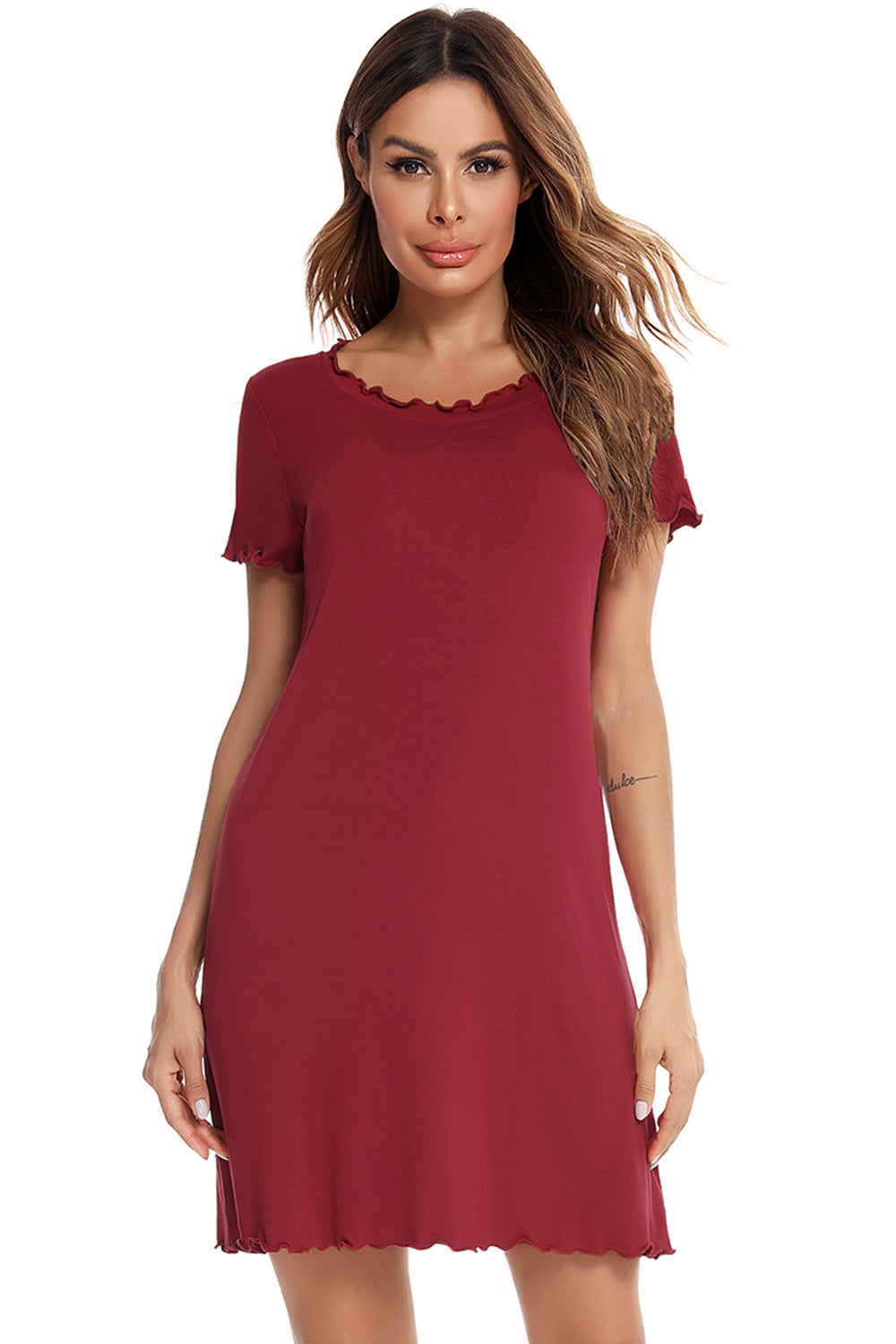 Round Neck Short Sleeve Lounge Dress 