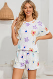 Floral Round Neck Raglan Sleeve Top and Shorts Lounge Set Lingerie & Nightwear