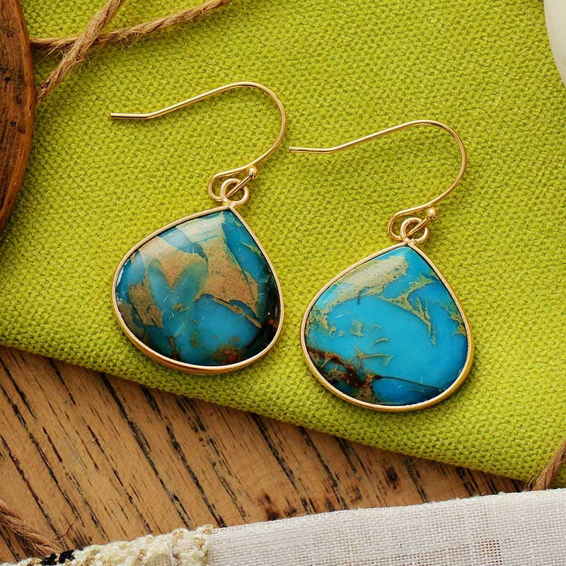 18K Gold-Plated Natural Stone Earrings 