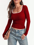 Scoop Neck Long Sleeve T-Shirt 