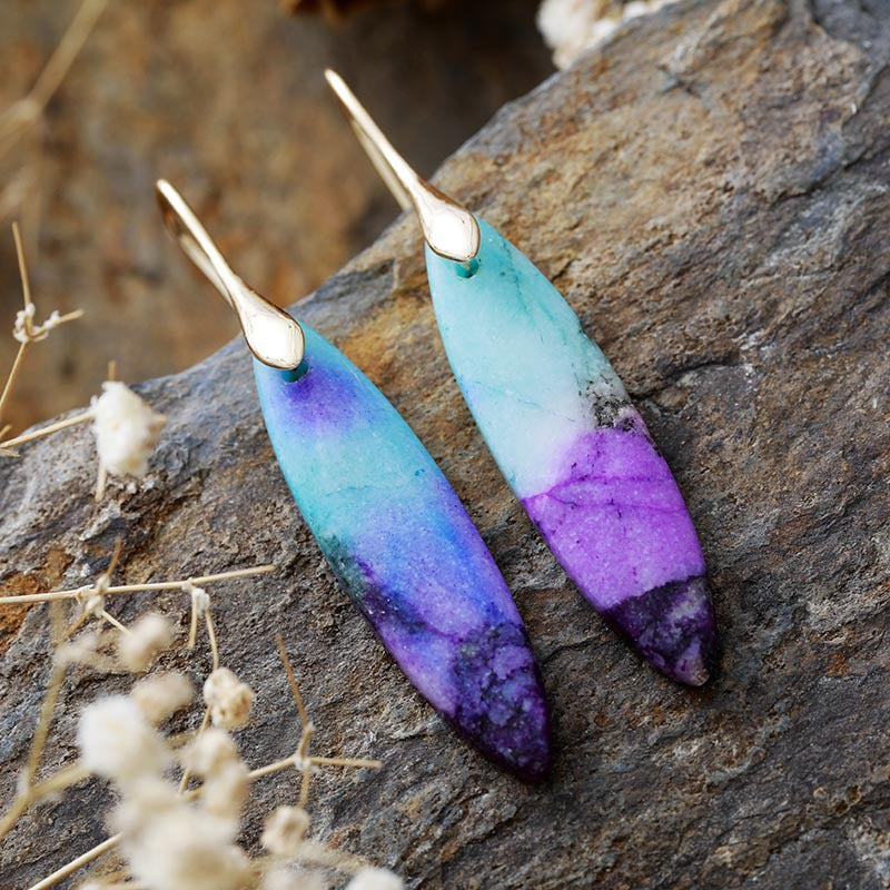 Copper Natural Stone Geometric Shape Earrings 