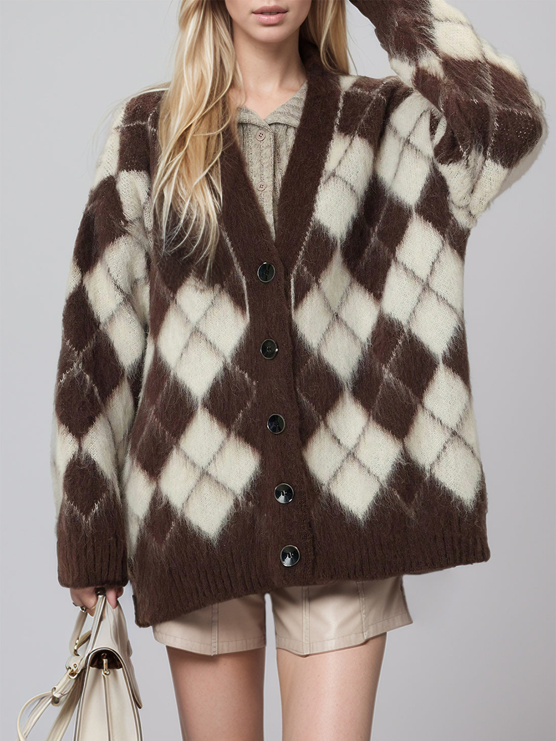 Plaid V-Neck Button Up Cardigan 