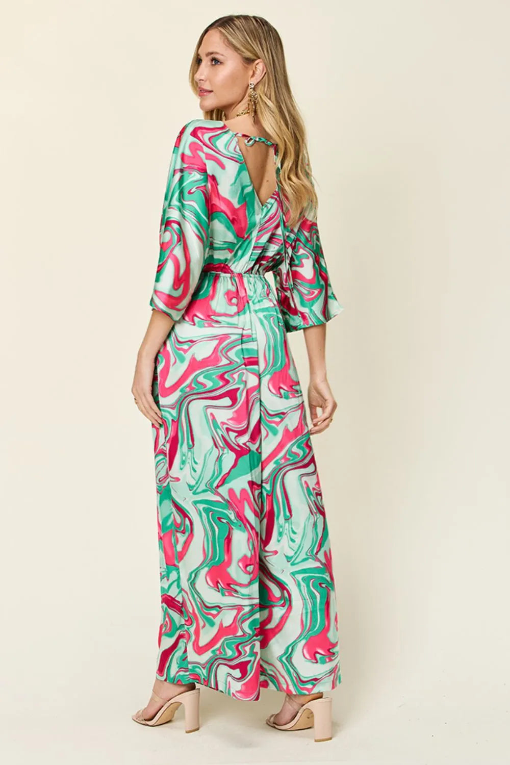 Double Take Full Size Half Sleeve Wide Leg Jumpsuit 