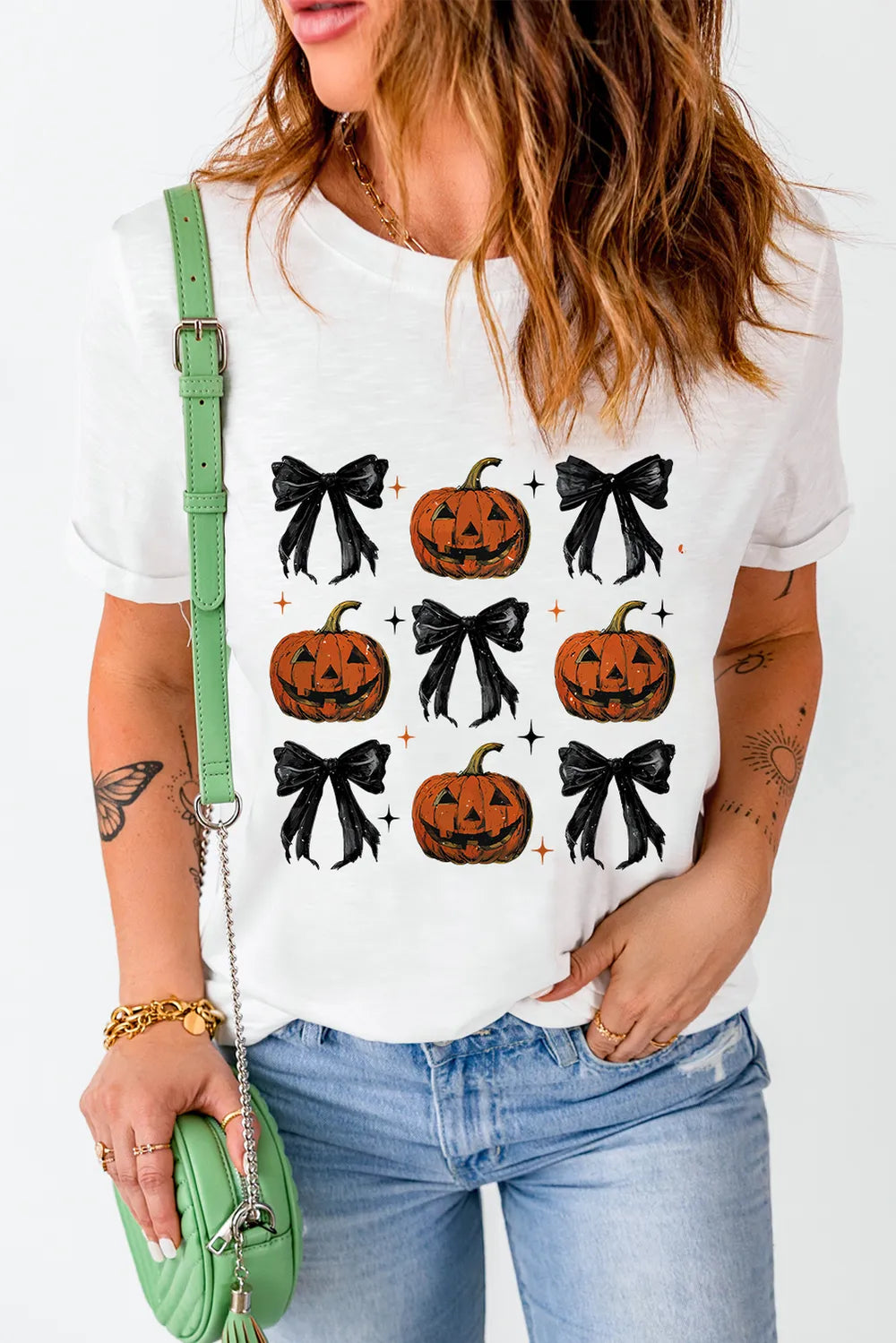 Pumpkin Round Neck Short Sleeve T-Shirt 