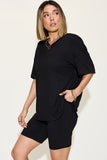 Basic Bae Full Size V-Neck Drop Shoulder T-Shirt and Shorts Set 