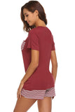 Striped Short Sleeve Top and Shorts Lounge Set Lingerie & Nightwear