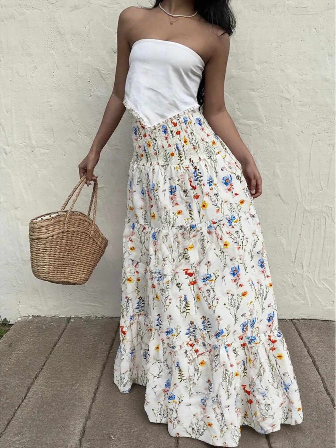 Floral Tiered Maxi Skirt 
