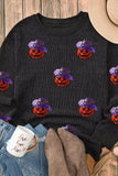 Sequin Pumpkin Long Sleeve Sweatshirt 
