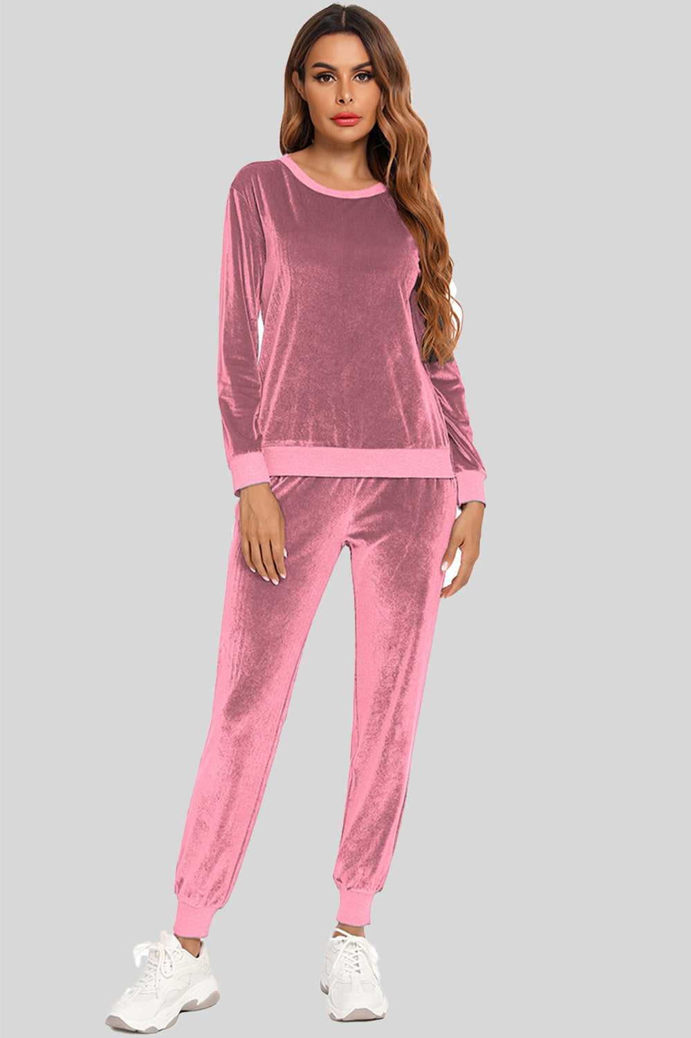 Round Neck Long Sleeve Loungewear Set with Pockets Lingerie & Nightwear