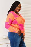 Angel Wings Woven Right Checkered V-Neck Dropped Shoulder Cardigan 