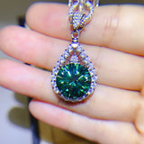 10 Carat Moissanite 925 Sterling Silver Teardrop Shape Necklace 