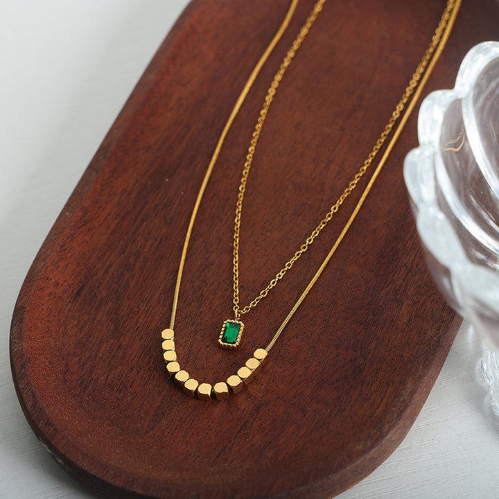 18K Gold-Plated Double-Layered Necklace 