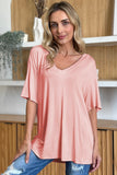 Basic Bae Full Size Bamboo V-Neck Drop Shoulder T-Shirt 