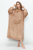 Double Take Full Size Pocketed Hooded Midi Lounge Dress 