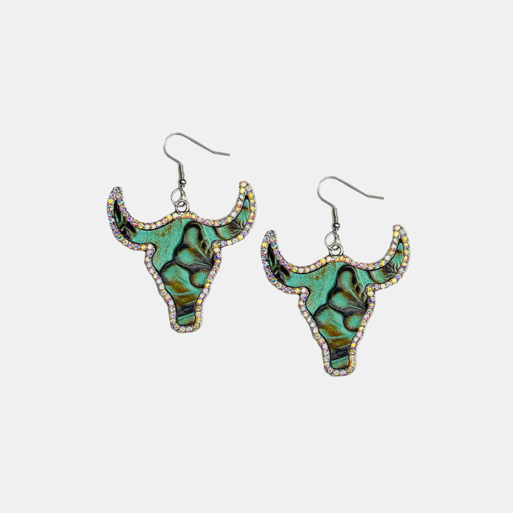 Rhinestone Trim Alloy Bull Earrings 