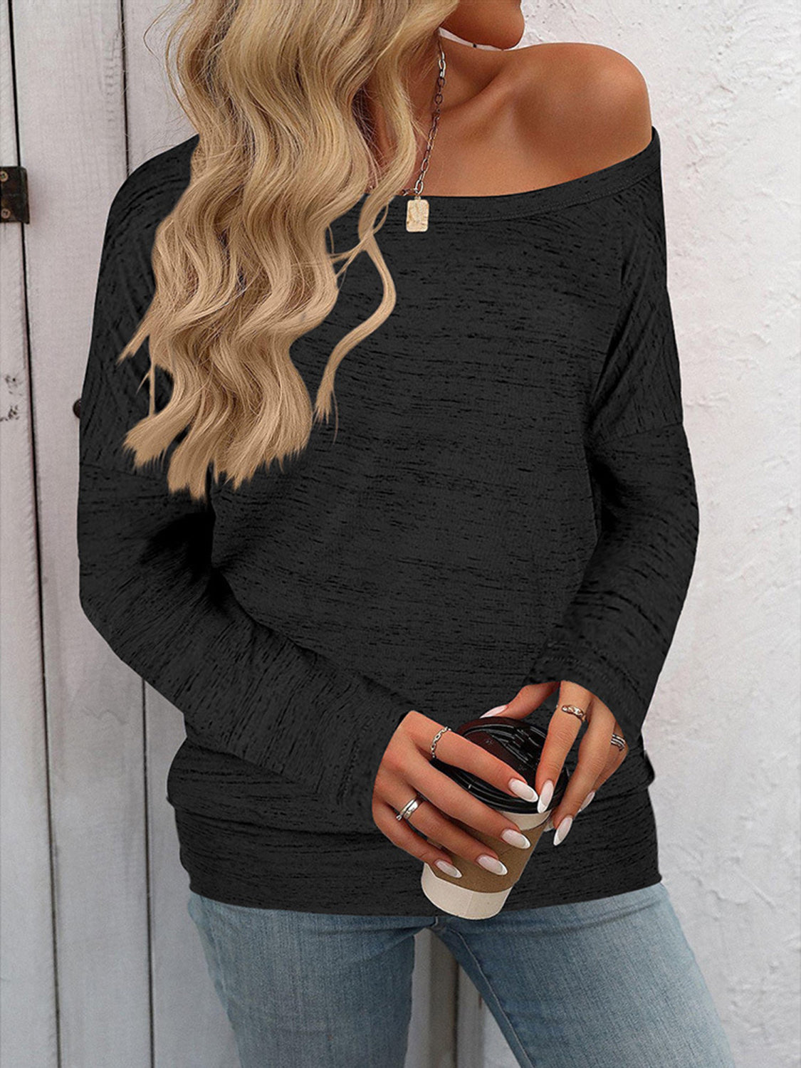 Full Size Heathered Long Sleeve Top 