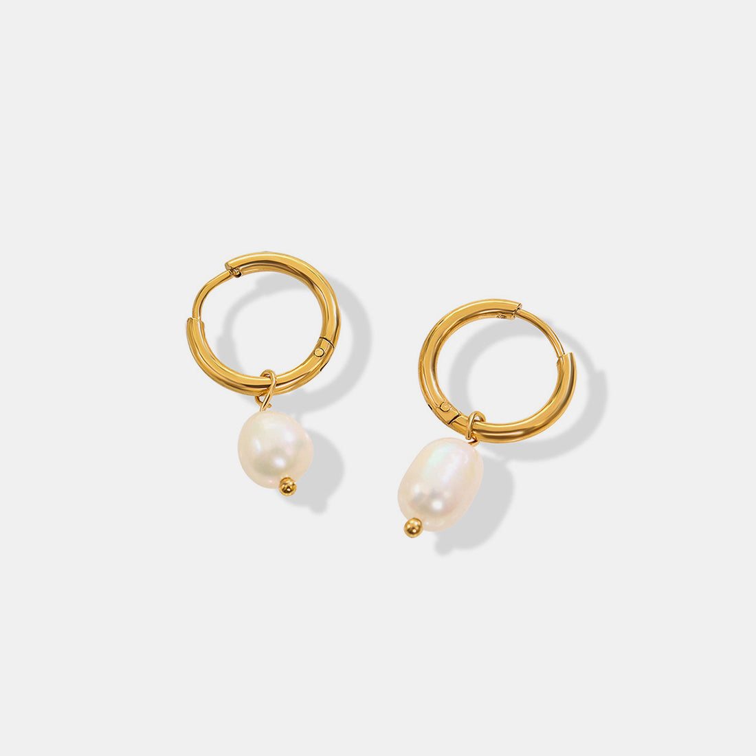 Gold-Plated Titanium Steel Pearl Earrings 