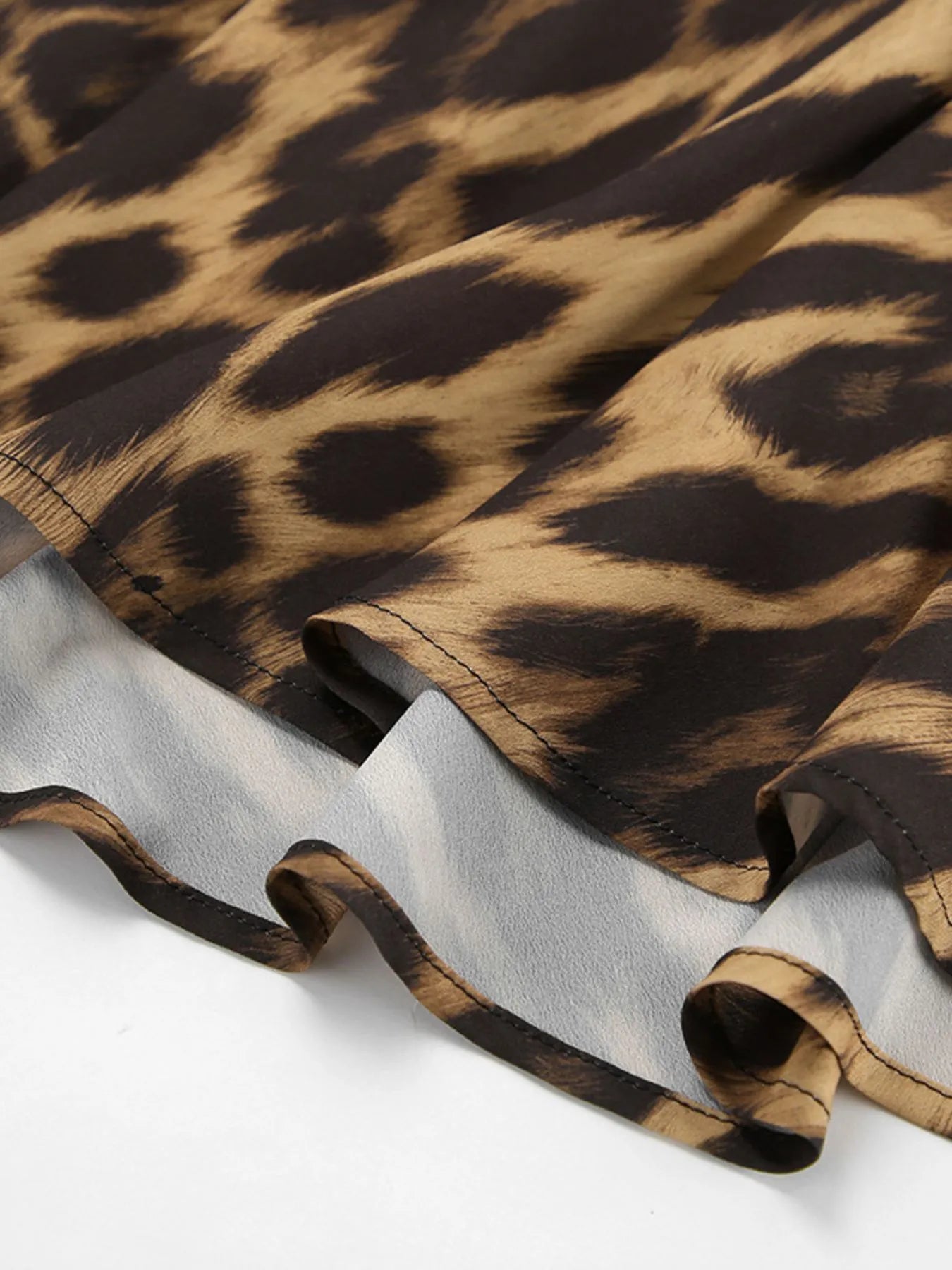 Leopard Print High Waist Flare Maxi Skirt 