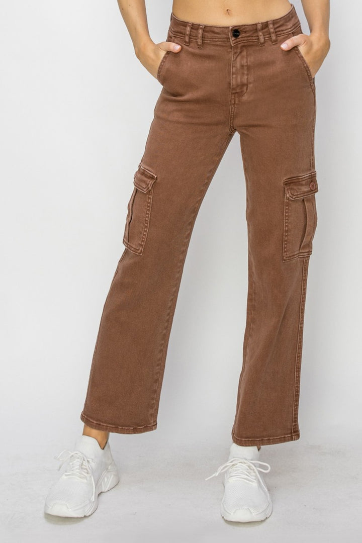 Risen Full Size High Rise Cargo Jeans 