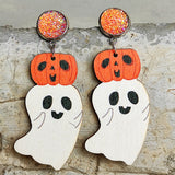 Ghost Shape Wooden Dangle Earrings 