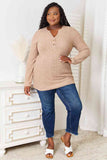 Double Take Notched Neck Ribbed Long Sleeve T-Shirt 