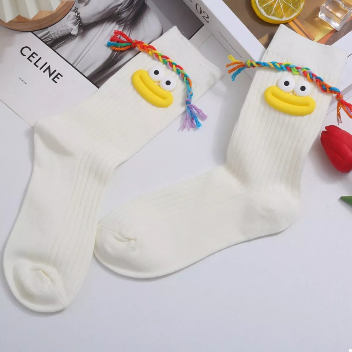 Cartoon Ribbed Knit Crew Socks Lingerie & Nightwear