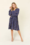Double Take Full Size Printed Ruffle Hem Long Sleeve Tiered Dress 