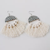 Tassel Detail Leopard Drop Earrings 