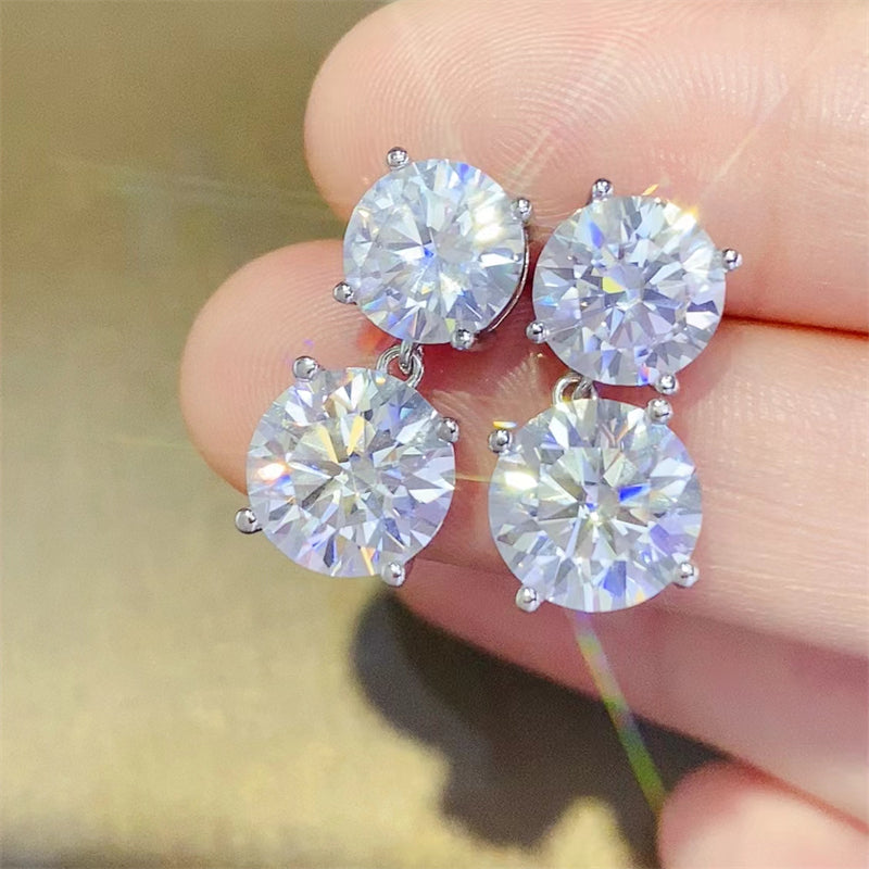 10 Carat Moissanite 925 Sterling Silver Earrings 