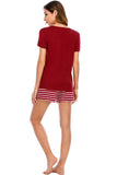 Graphic Round Neck Top and Striped Shorts Lounge Set Lingerie & Nightwear