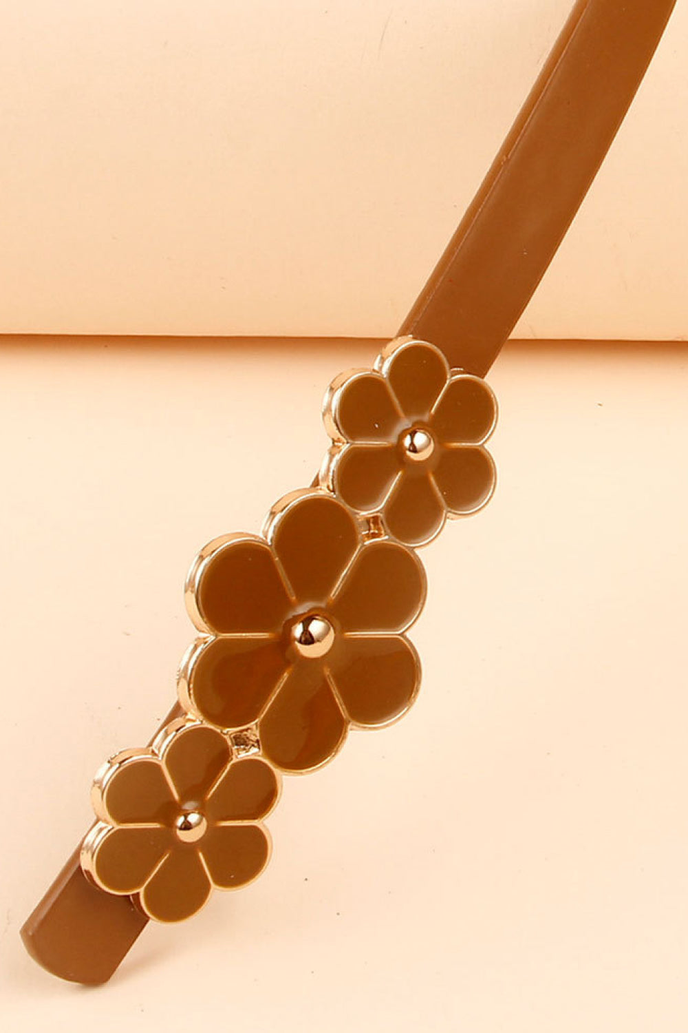 Flower Decor Skinny PU Belt 