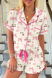 Printed Button Up Short Sleeve Top and Shorts Lounge Set Lingerie & Nightwear